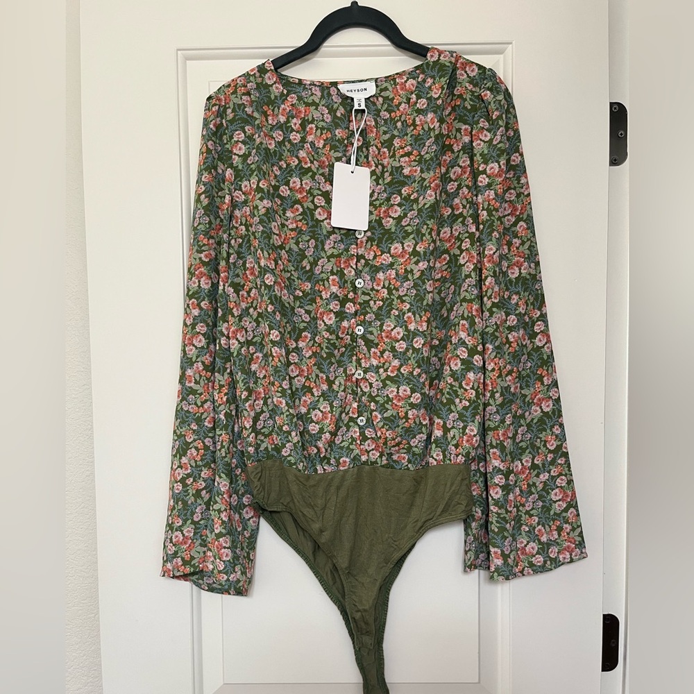 NEW Heyson Floral Flowy Bodysuit Size S